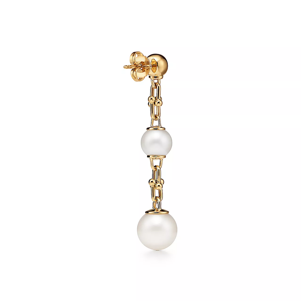 [Kaelin Vow]TRIPLE DROP LINK EARRINGS GOLD WITH FRESHWATER PEARLS