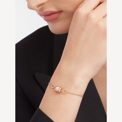 [Kaelin Vow]ZERO 1 SOFT PINK GOLD WITH PAVED DIAMONDS ON THE SPIRAL BRACELET