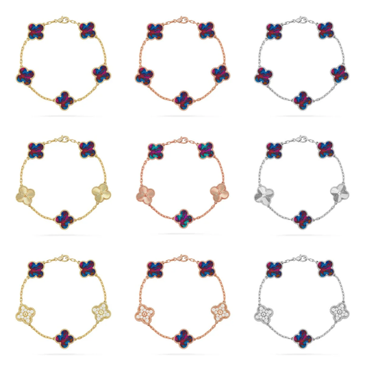 [Kaelin Vow]CLOVER 5 MOTIF COLOR GEMSTONES BRACELET COLLECTION