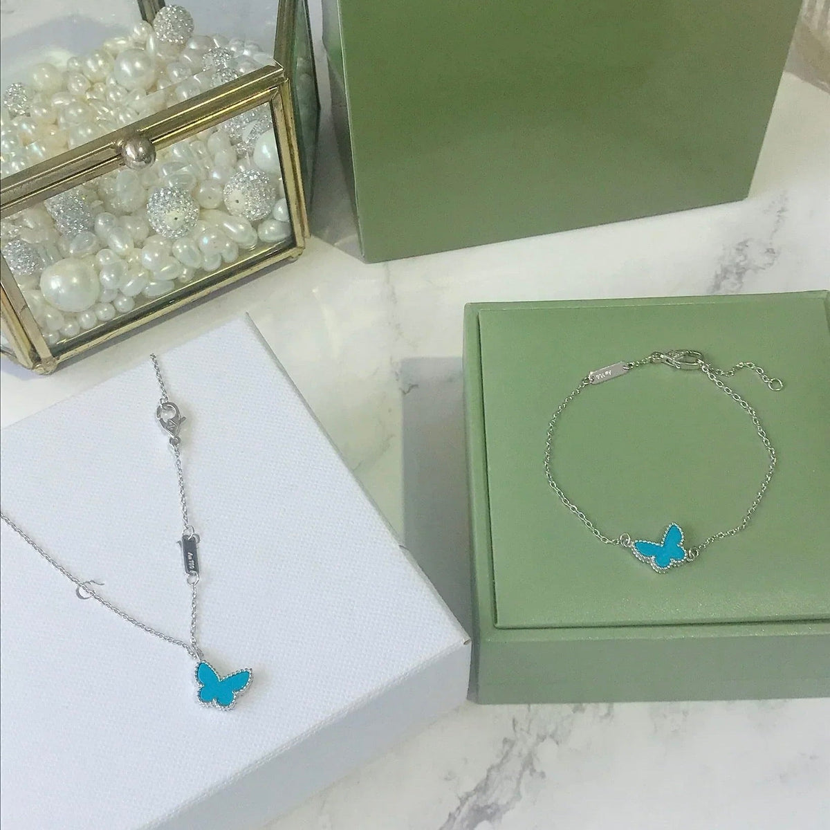 [Kaelin Vow]BUTTERFLY TURQUOISE BUTTERFLY BRACELET SILVER