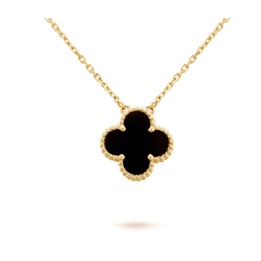 [Kaelin Vow]CLOVER 15MM BLACK ONYX SINGLE FLOWER NECKLACE