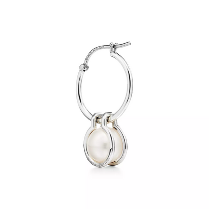 [Kaelin Vow]PEARL HOOP SILVER EARRINGS