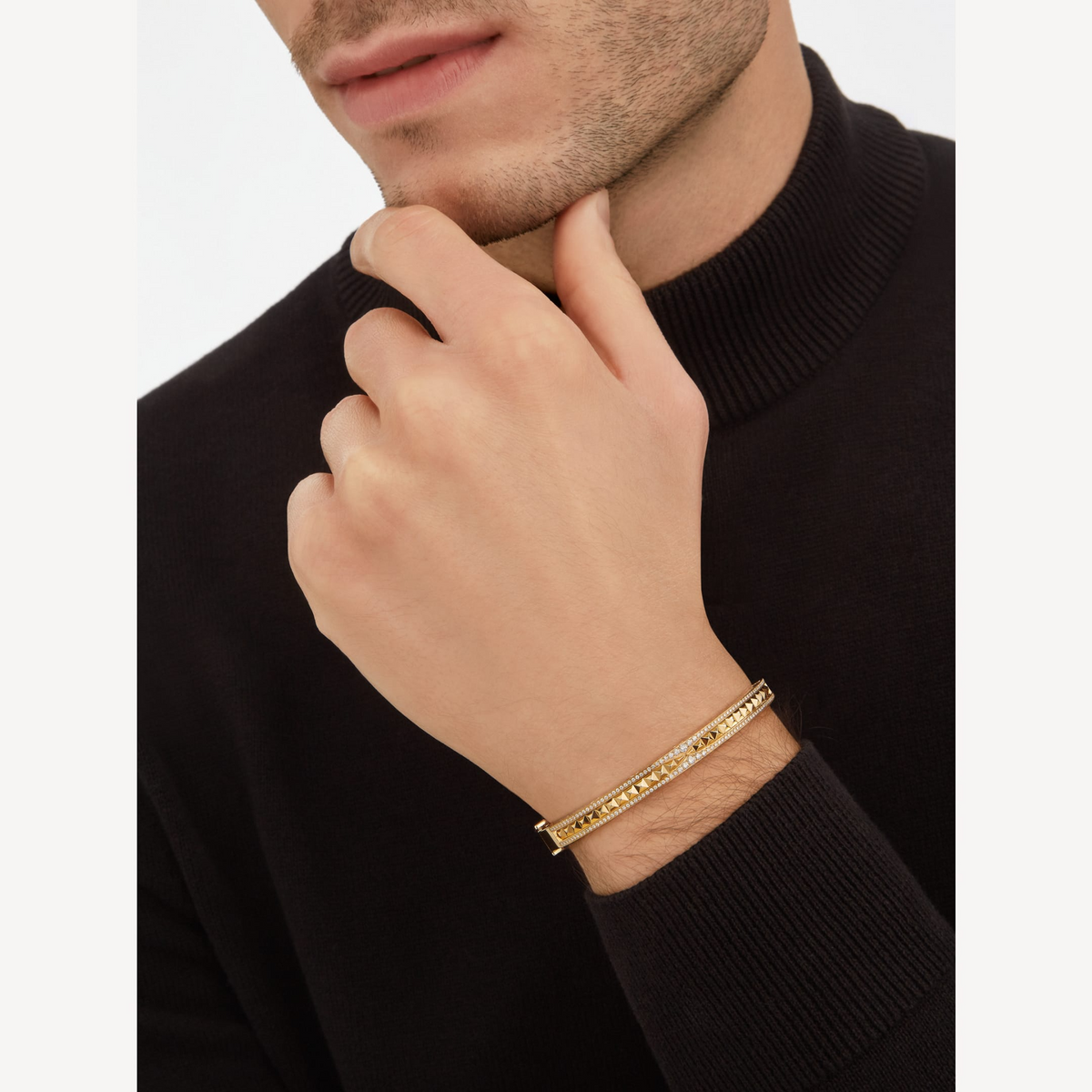 [Kaelin Vow]ZERO 1 SPIRAL AND PAVED DIAMOND GOLD BRACELET