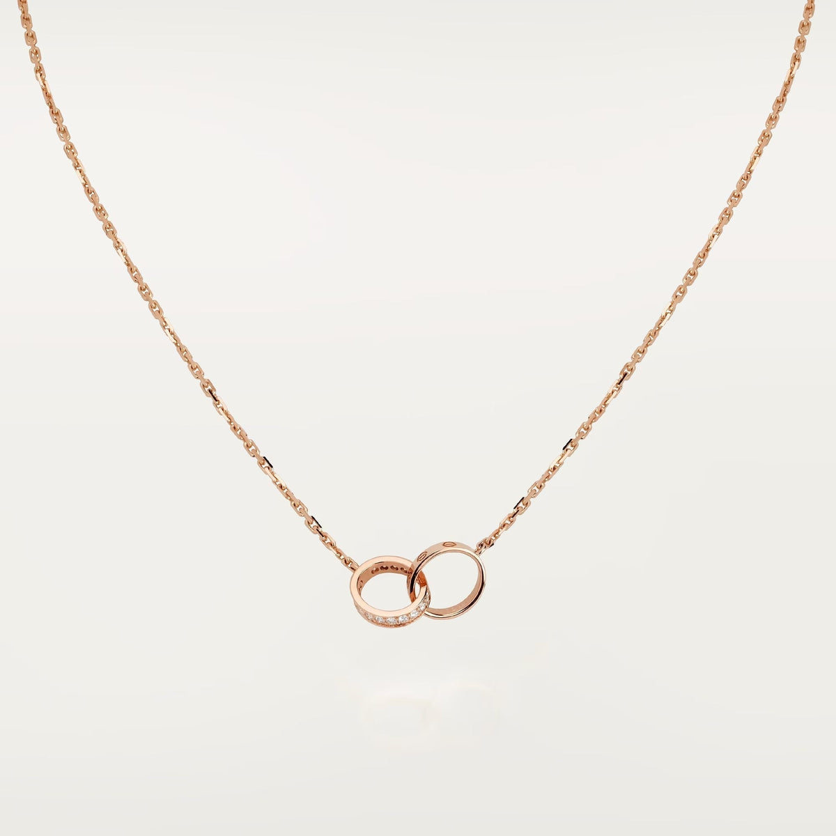 [Kaelin Vow]LOVE DOUBLE RING HALF DIAMOND NECKLACE