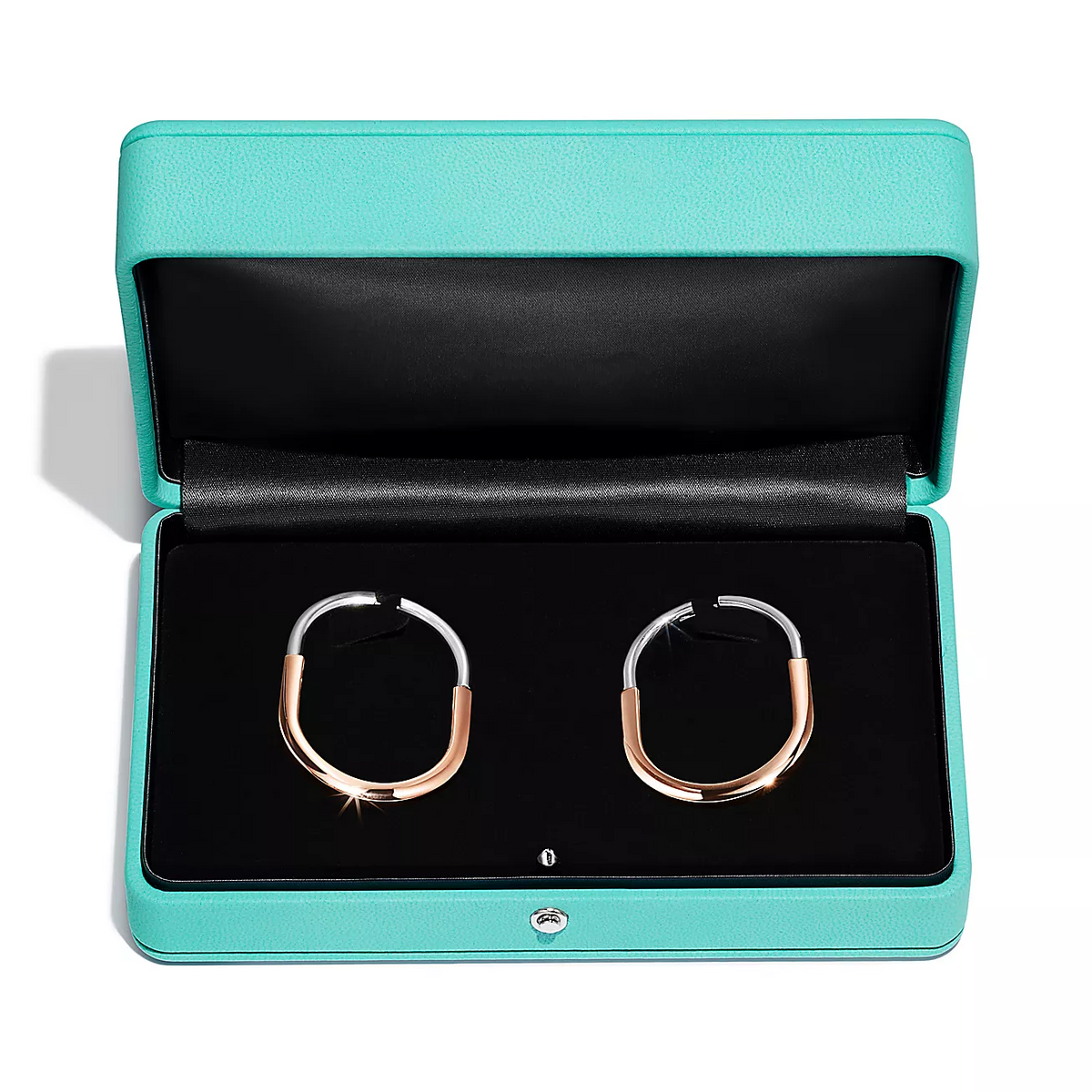 [Kaelin Vow]LOCK EARRINGS ROSE AND WHITE GOLD DIAMONDS EXTRA LARGE
