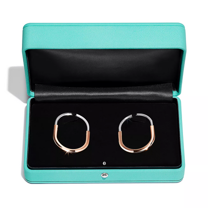 [Kaelin Vow]LOCK EARRINGS ROSE AND WHITE GOLD DIAMONDS EXTRA LARGE