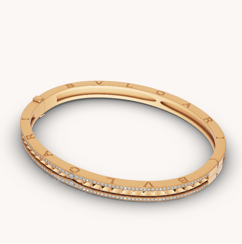 [Kaelin Vow]ZERO 1 SPIRAL AND PAVED DIAMOND GOLD BRACELET