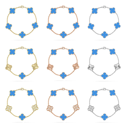 [Kaelin Vow] CLOVER 5 MOTIF BLUE AGATE BRACELET COLLECTION