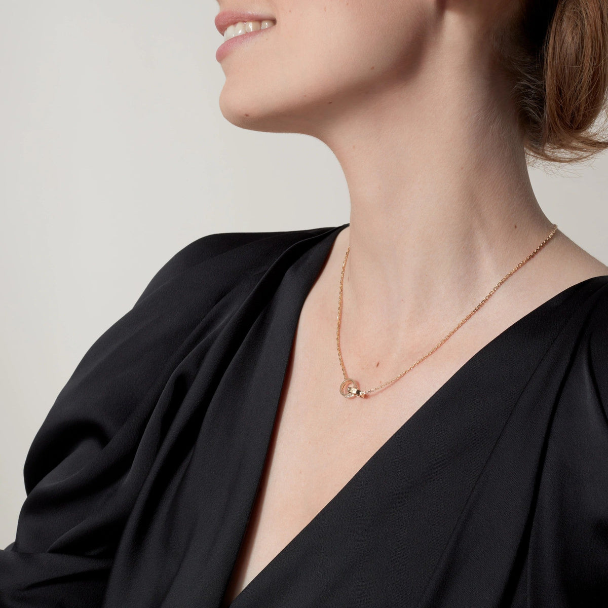 [Kaelin Vow]LOVE DOUBLE RING HALF DIAMOND NECKLACE