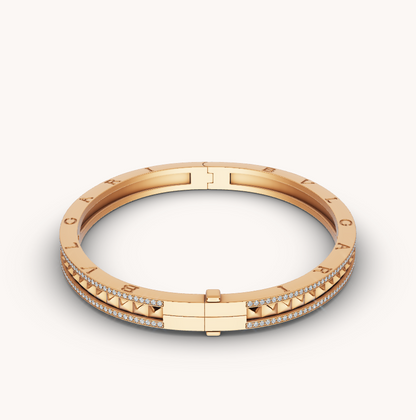 [Kaelin Vow]ZERO 1 SPIRAL AND PAVED DIAMOND GOLD BRACELET