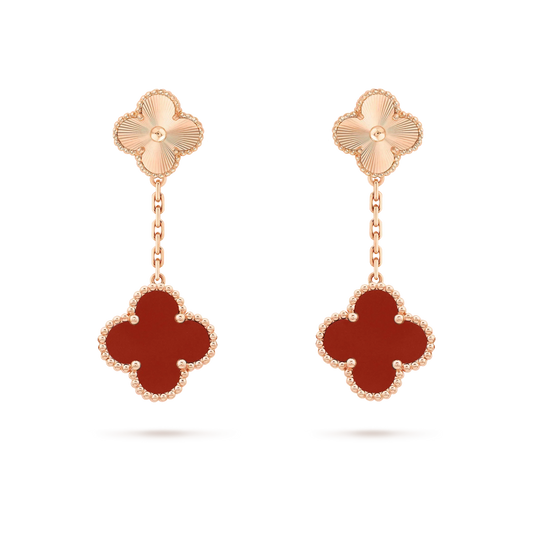 [Kaelin Vow]CLOVER 2 MOTIF  LASER CARNELIAN EARRINGS