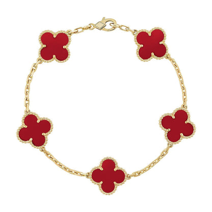 [Kaelin Vow] CLOVER 5 MOTIF RED CORNELIAN BRACELET COLLECTION