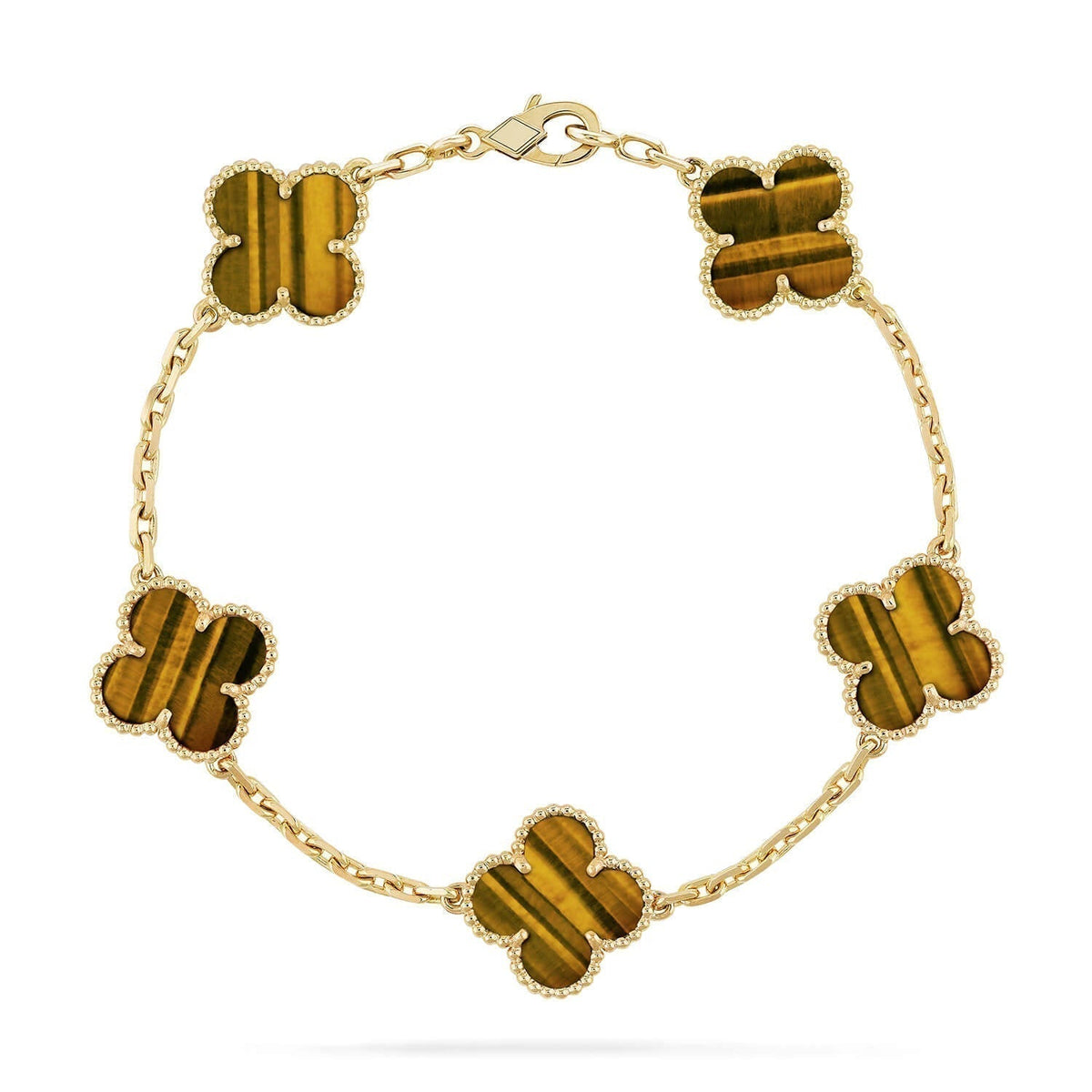 [Kaelin Vow] CLOVER 5 MOTIFS TIGER EYE BRACELET COLLECTION