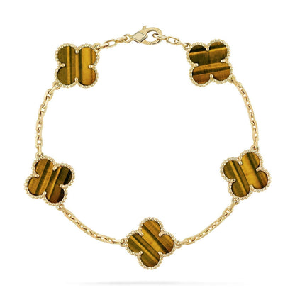 [Kaelin Vow] CLOVER 5 MOTIFS TIGER EYE BRACELET COLLECTION