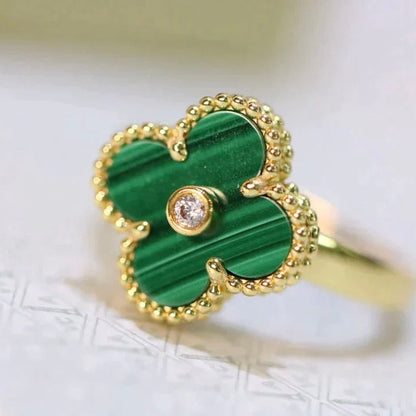 [Kaelin Vow]CLOVER MALACHITE RING GOLD DIAMOND
