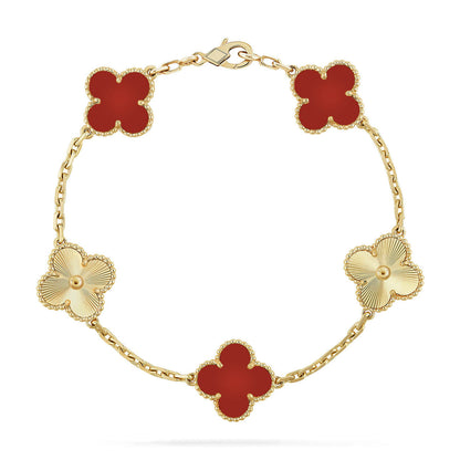 [Kaelin Vow] CLOVER 5 MOTIF RED CORNELIAN BRACELET COLLECTION