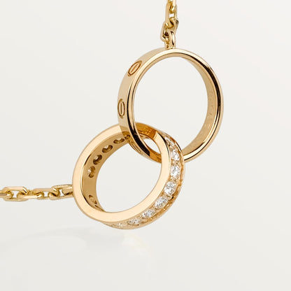 [Kaelin Vow]LOVE DOUBLE RING HALF DIAMOND NECKLACE