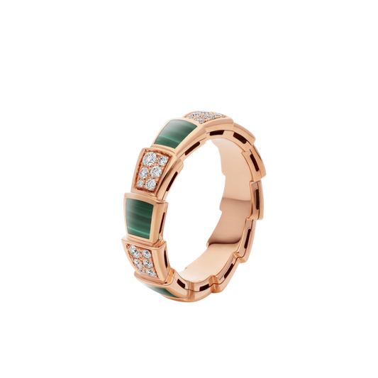 [Kaelin Vow]SERPENTI RING PINK GOLD MALACHITE DIAMOND PAVED 4MM