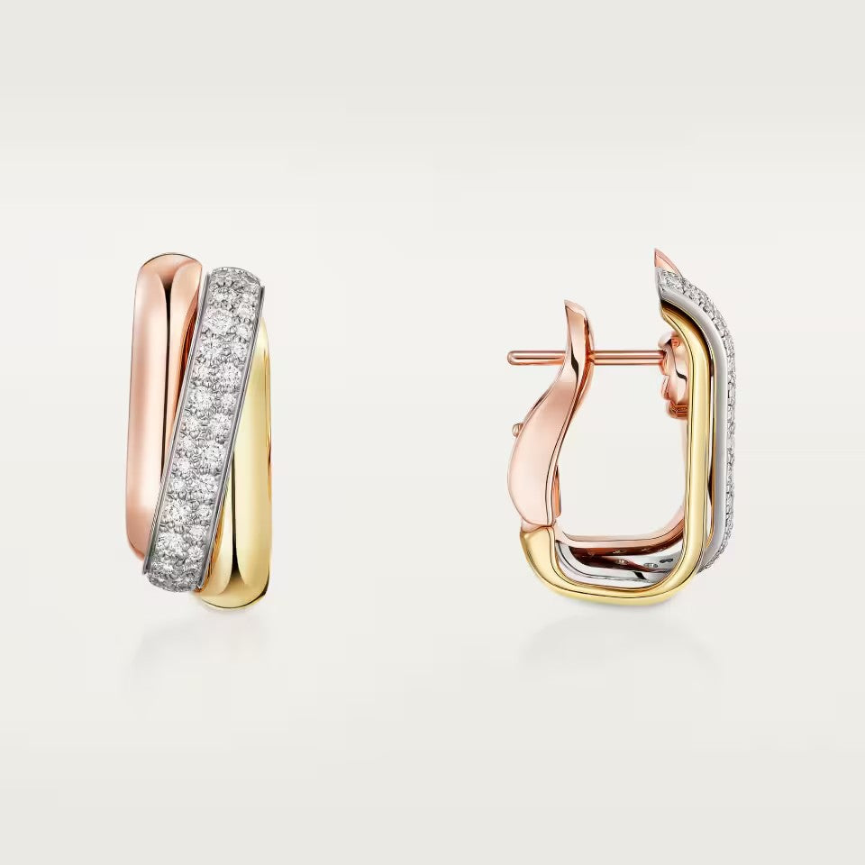 [Kaelin Vow]TRINITY HALF DIAMOND  CUSHION EARRINGS