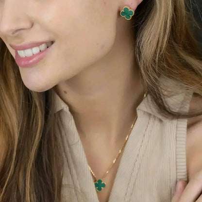 [Kaelin Vow]CLOVER MINI 9.5MM MALACHITE  EARRINGS