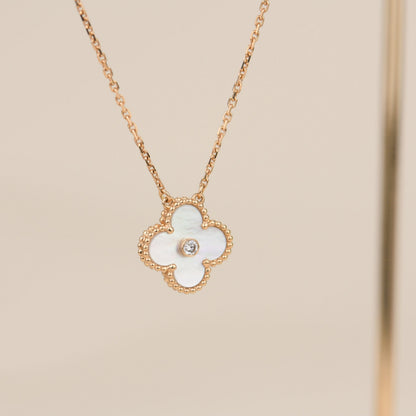 [Kaelin Vow]CLOVER 15MM DIAMOND WHITE FRITILLARIA NECKLACE