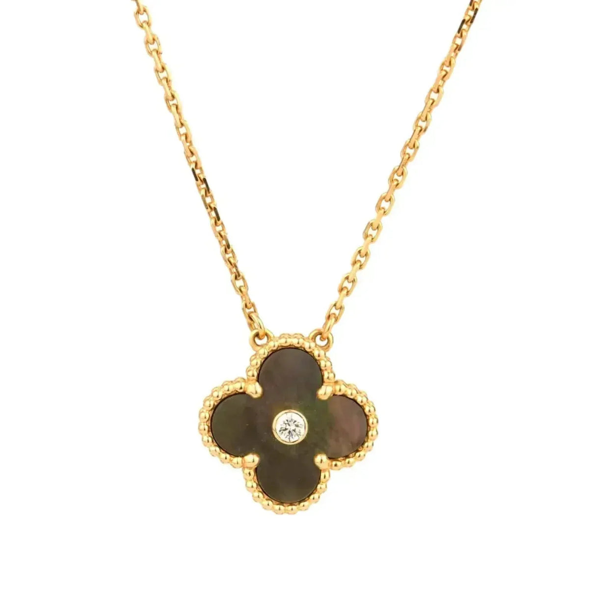 [Kaelin Vow]CLOVER 15MM DIAMOND AND MOTHER-OF-GREY NECKLACE