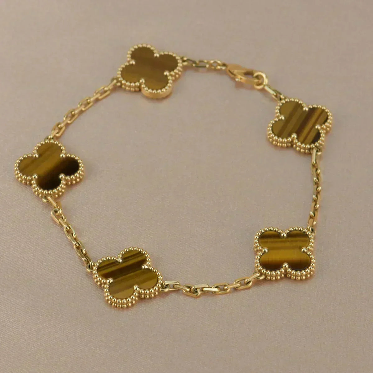 [Kaelin Vow] CLOVER 5 MOTIFS TIGER EYE BRACELET COLLECTION