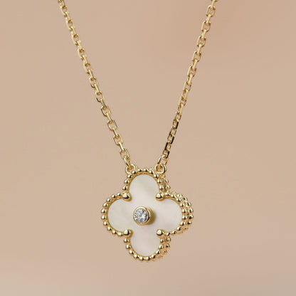 [Kaelin Vow]CLOVER 15MM DIAMOND GOLD MOTHER OF PEARL NECKLACE