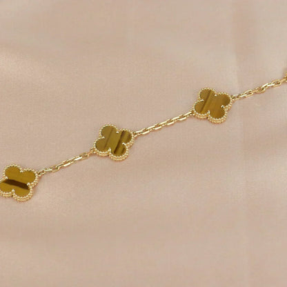 [Kaelin Vow] CLOVER 5 MOTIFS TIGER EYE BRACELET COLLECTION