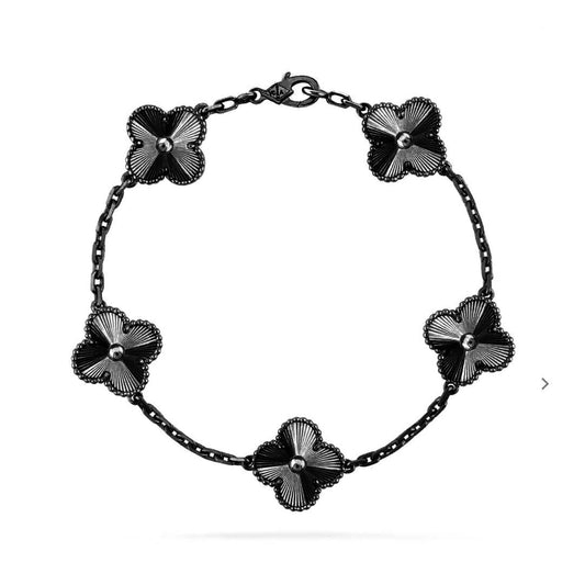[Kaelin Vow]CLOVER 5 MOTIF BLACK BRACELET