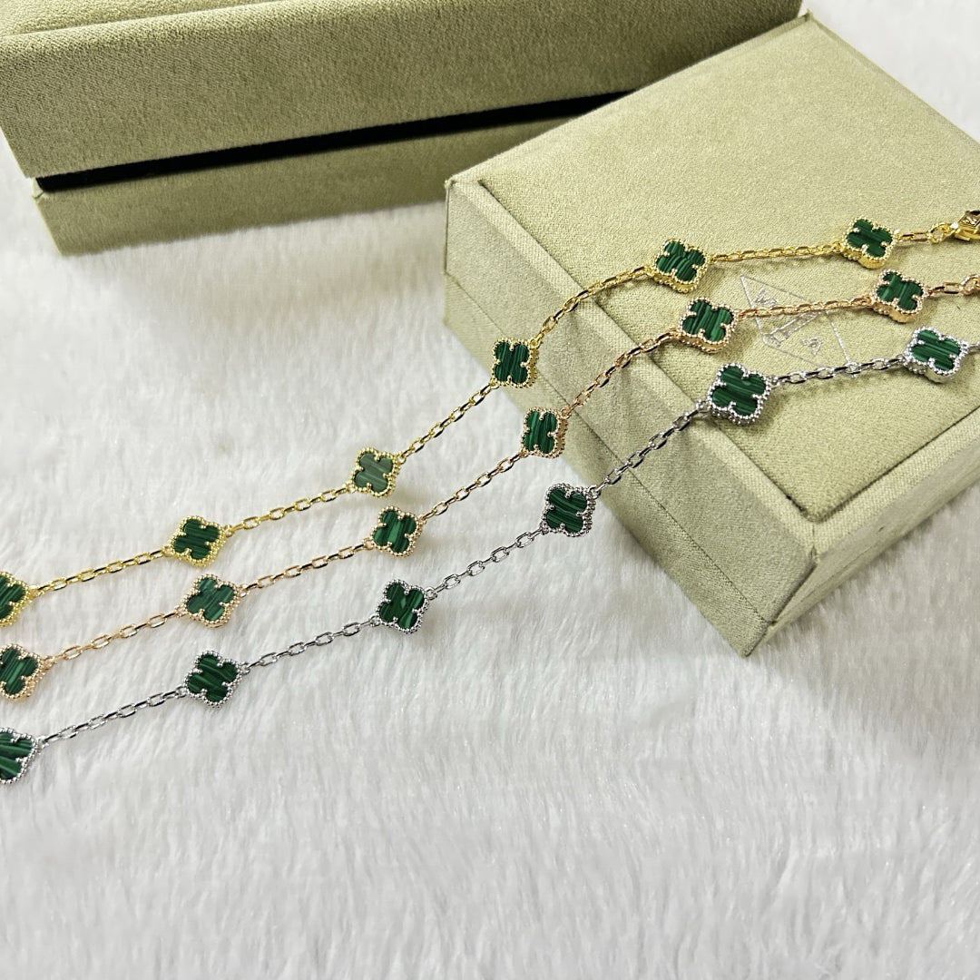 [Kaelin Vow]CLOVER 6 MOTIF MALACHITE BRACELET