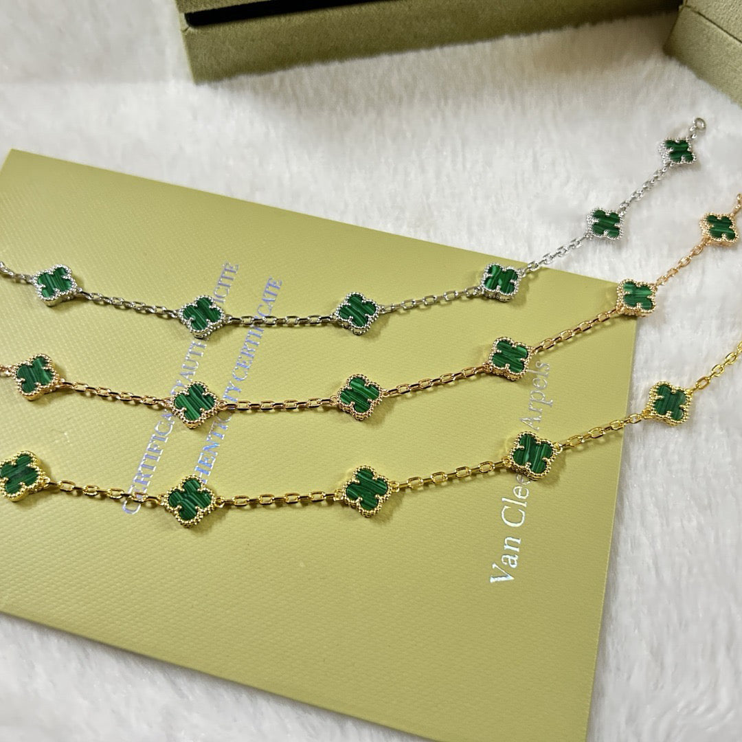 [Kaelin Vow]CLOVER 6 MOTIF MALACHITE BRACELET