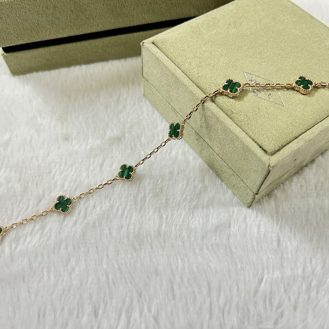 [Kaelin Vow]CLOVER 6 MOTIF MALACHITE BRACELET