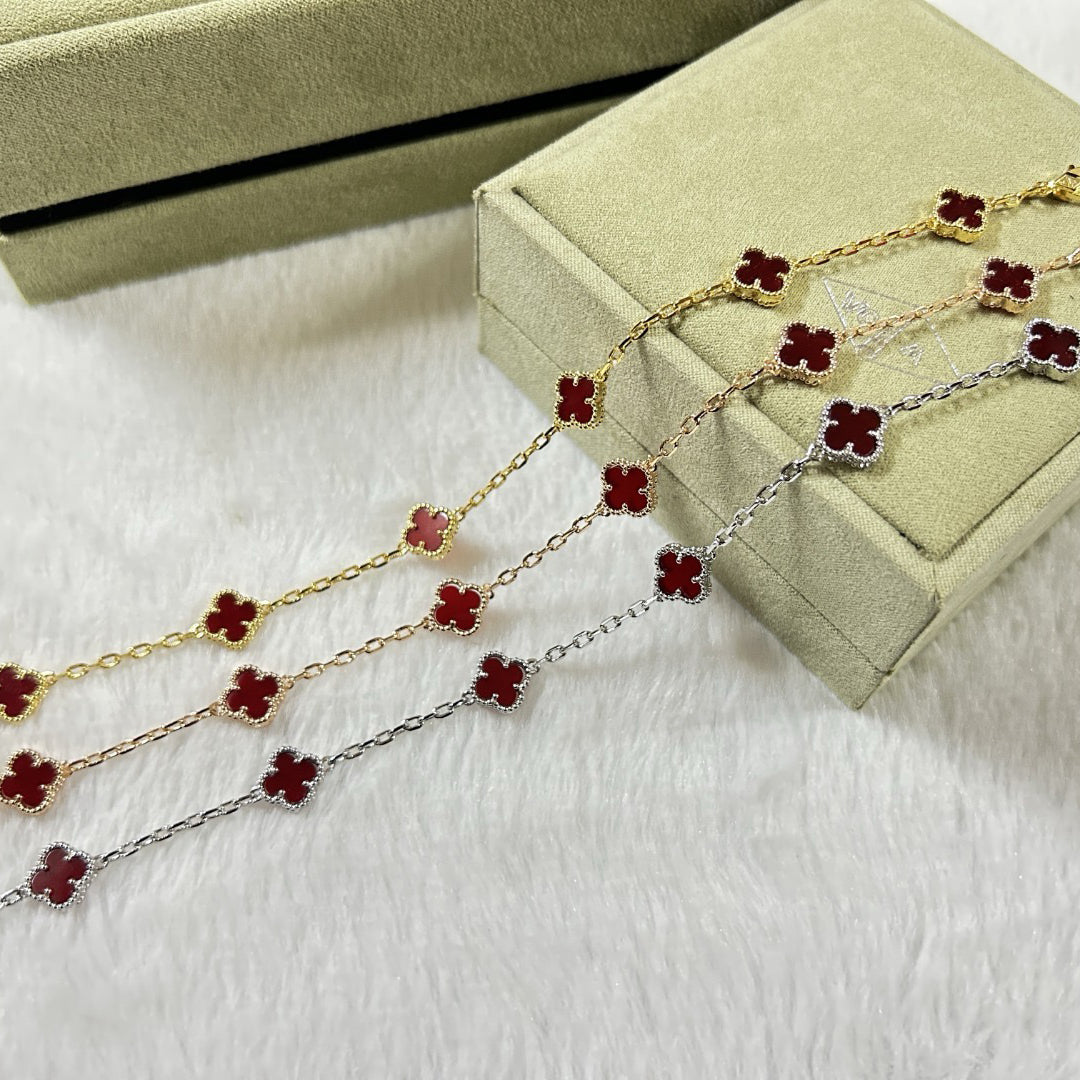 [Kaelin Vow]CLOVER 6 MOTIF RED AGATE BRACELET
