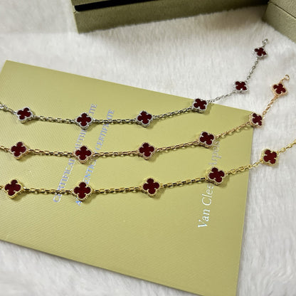 [Kaelin Vow]CLOVER 6 MOTIF RED AGATE BRACELET
