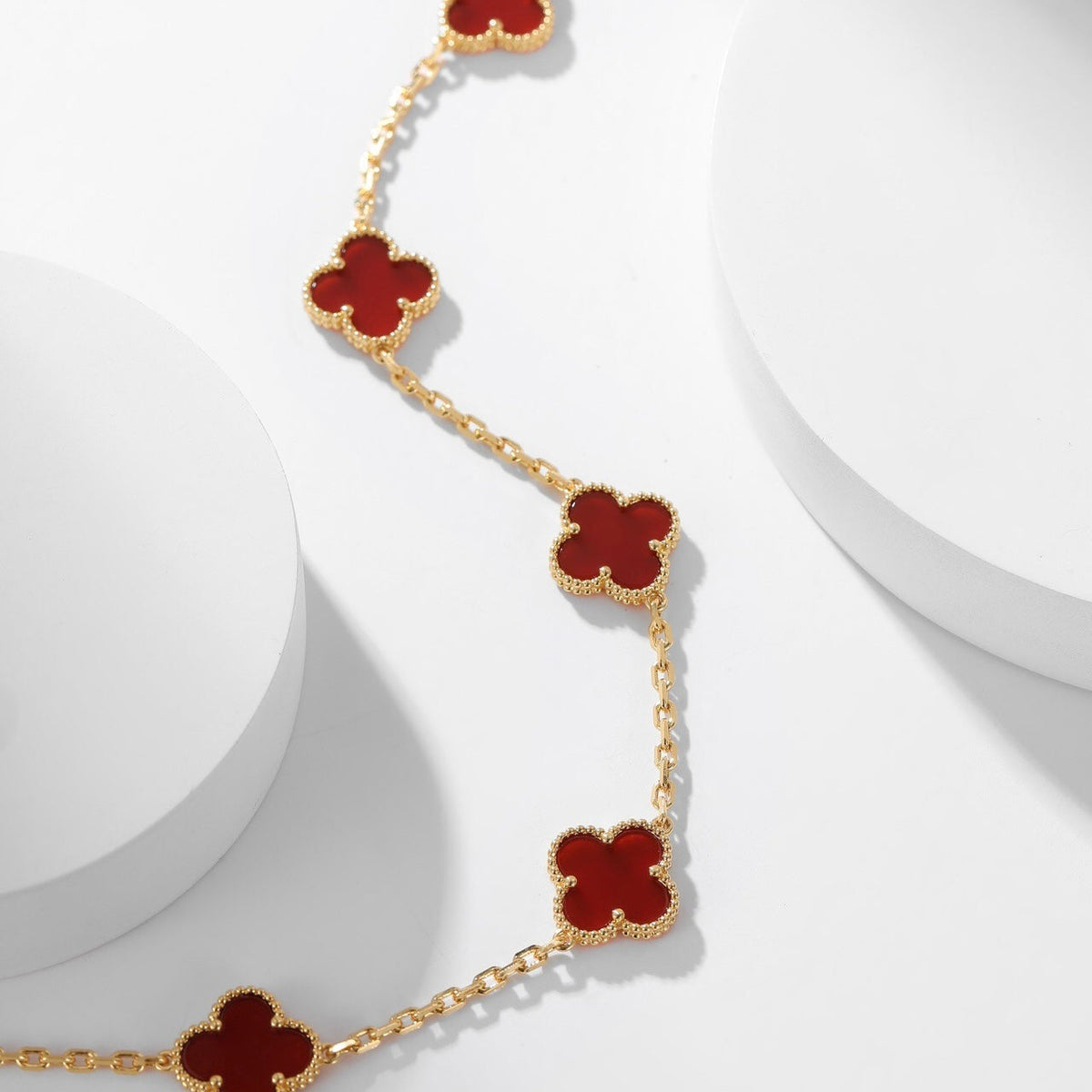 [Kaelin Vow]CLOVER 10 MOTIFS CARNELIAN NECKLACE
