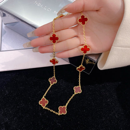 [Kaelin Vow]CLOVER 10 MOTIFS CARNELIAN NECKLACE