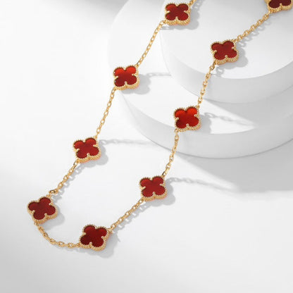 [Kaelin Vow]CLOVER 10 MOTIFS CARNELIAN NECKLACE