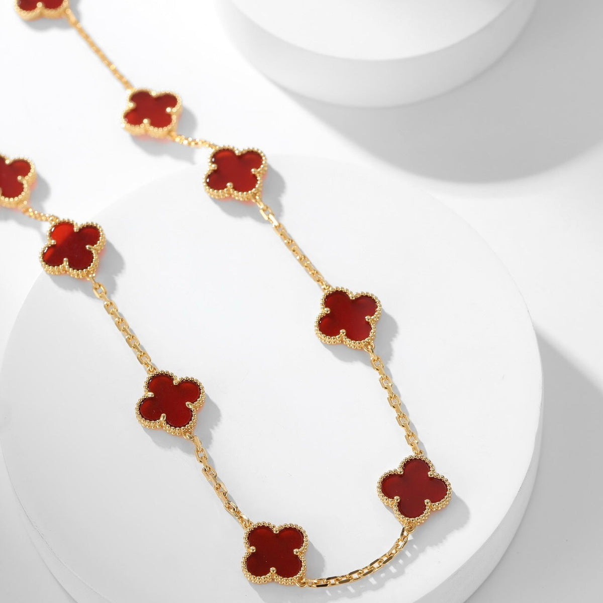 [Kaelin Vow]CLOVER 10 MOTIFS CARNELIAN NECKLACE