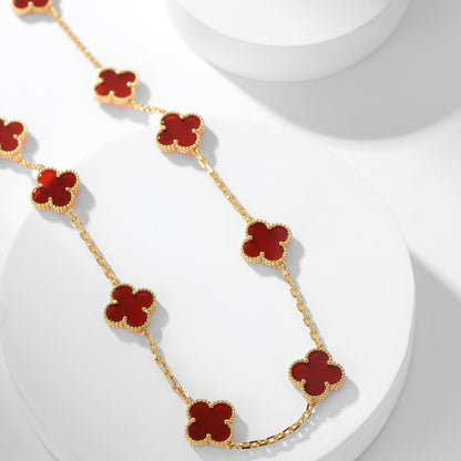 [Kaelin Vow]CLOVER 10 MOTIFS CARNELIAN NECKLACE