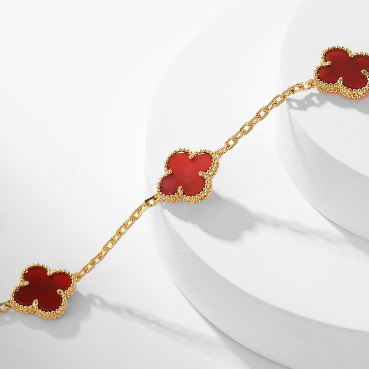 [Kaelin Vow]CLOVER 10 MOTIFS CARNELIAN NECKLACE
