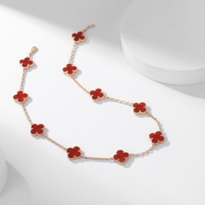 [Kaelin Vow]CLOVER 10 MOTIFS CARNELIAN NECKLACE