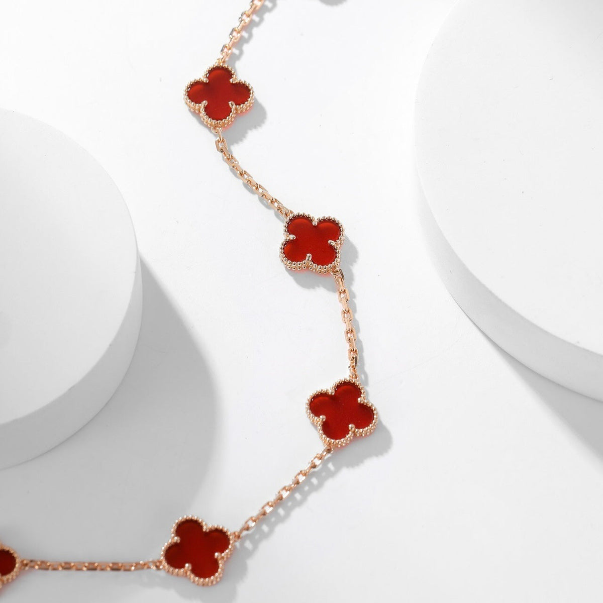 [Kaelin Vow]CLOVER 10 MOTIFS CARNELIAN NECKLACE