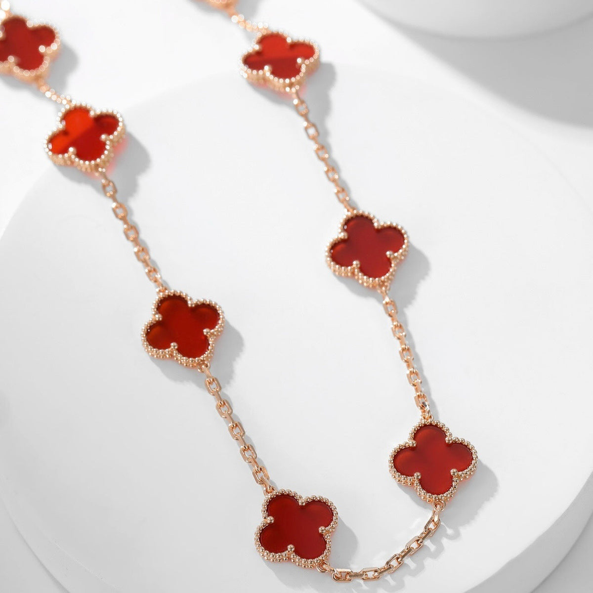 [Kaelin Vow]CLOVER 10 MOTIFS CARNELIAN NECKLACE