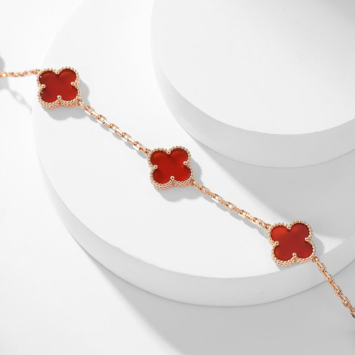 [Kaelin Vow]CLOVER 10 MOTIFS CARNELIAN NECKLACE