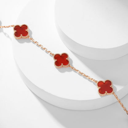 [Kaelin Vow]CLOVER 10 MOTIFS CARNELIAN NECKLACE