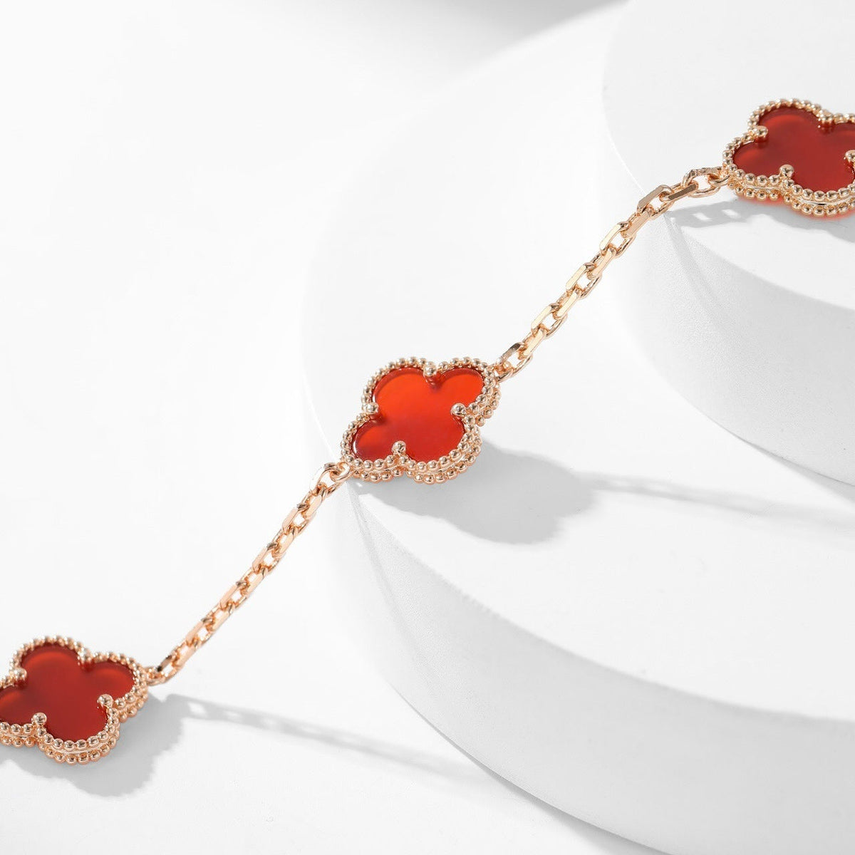 [Kaelin Vow]CLOVER 10 MOTIFS CARNELIAN NECKLACE
