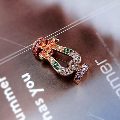 [Kaelin Vow]FORCE GROSSES HUFEISEN-ARMBAND MIT FARBIGEM DIAMANTEN AUS ROSÉGOLD