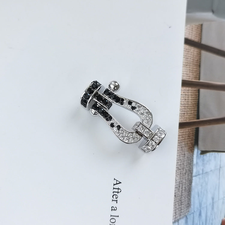 [Kaelin Vow]FORCE LARGE HORSESHOE BLACK WHITE DIAMOND BRACELET ROSE GOLD