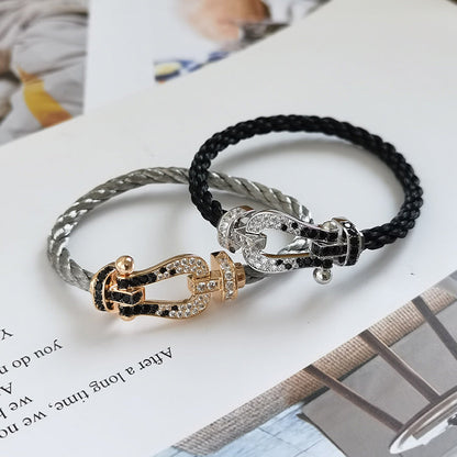 [Kaelin Vow]FORCE LARGE HORSESHOE BLACK WHITE DIAMOND BRACELET ROSE GOLD